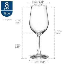 UMI UMIZILI Wine Glasses Set of 8, 12 Ounce Wine Glasses for white or red wine, All Purposed Wine Glass for Any Occasions