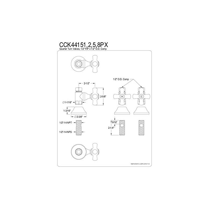 Kingston Brass CCK44151PX Straight Stop Shut Off Valve, Polished Chrome