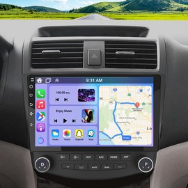 4G+64G Car Stereo for Honda Accord 7th 2003-2007 with Wireless Carplay Android Auto, 10.1" Touchscreen Android 14 Double Din Car Radio Head Unit w/GPS Navi Bluetooth WiFi FM Mirror Link Backup Camera