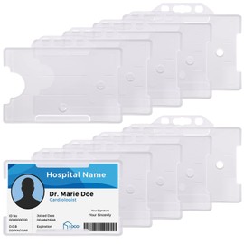Vicloon Open Faced ID Card Badge Holders, 10pcs Landscape ID Card Holders, Rigid ID Card Holder Open-Faced Badge Holder for Identity Cards Passes Badge (White）
