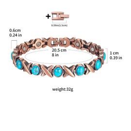 EnerMagiX Copper Magnetic Bracelets for Women, Copper Bracelet with Heart Shaped Stone, Adjustable Length