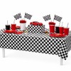 GiftExpress 2-Pack Black & White Checkered Flag Tablecloth Plastic Party