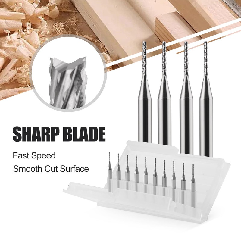 10 Pack Carbide End Milling Engraving Bits, 1/8 inch Shank