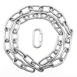 Ayiciel 1Metre M4 Stainless Steel Chain with M5 Locking Carabiner D Shape Quick Link Chain Connector, Heavy Duty Welded Chain Links for Climbing Hammocks Hanging Chair Swing Rope - Max Load 200KG