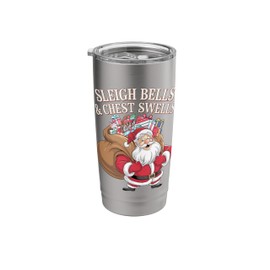 Sleigh Bells & Chest Swells Gym Christmas Santa Stainless Steel Insulated Tumbler