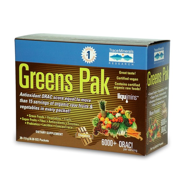Trace Minerals Research - Greens Pak - Chocolate, 30 - 7.5g(0.26oz) packets