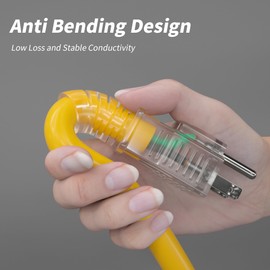 PlugSaf 10 FT 10 Gauge Outdoor Extension Cord with Multiple Outlets Light Indicator, Flexible 3 Outlet Weatherproof Heavy Duty Extension Cord Waterproof Yellow, 15A 1875W 10AWG SJTW, ETL Listed