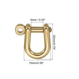 PATIKIL D-Ring Shackle, 2 Pack 6mm Inner Width Pure Brass Pin Shackle U Type Fob Key Hook Small Bow Shackles for DIY Craft Leather Replacement