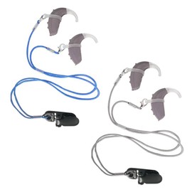 2PCS Hearing Aid Clips with Lanyards, BetterJonny Anti-Lost Lanyard Protector Safety Holder with Loops and Clip for Seniors Adults (Grey, Blue)