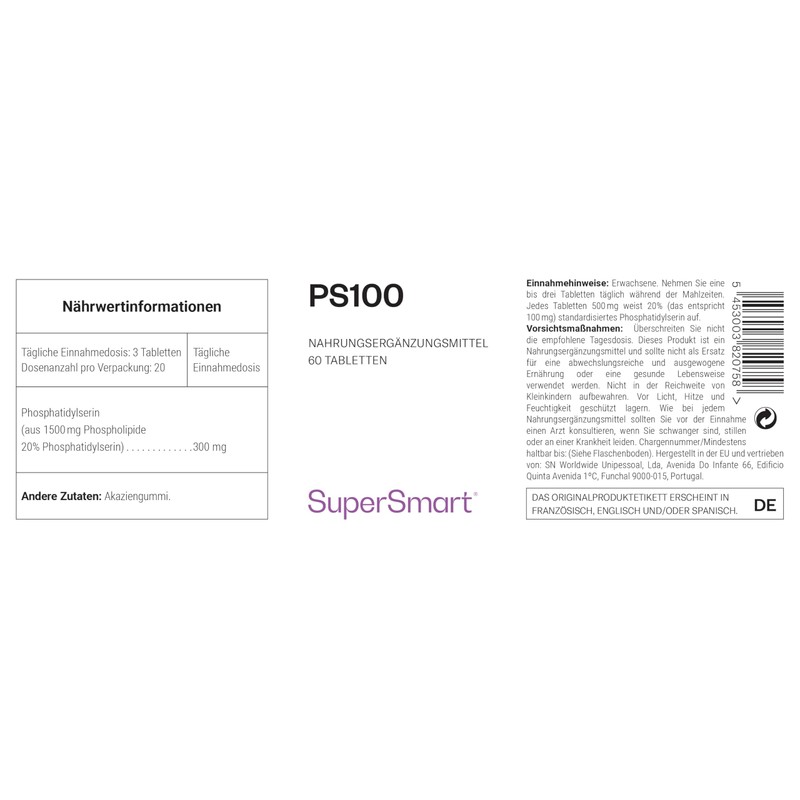 PS 100 - Helps improve learning, memory and concentration -