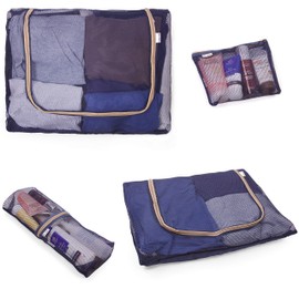 Space saving Go Anywhere Packing Cubes for Suitcases Ultra Lightweight Storage Organisers for Suitcase Backpack Rucksack Bags Luggage - (Blue)