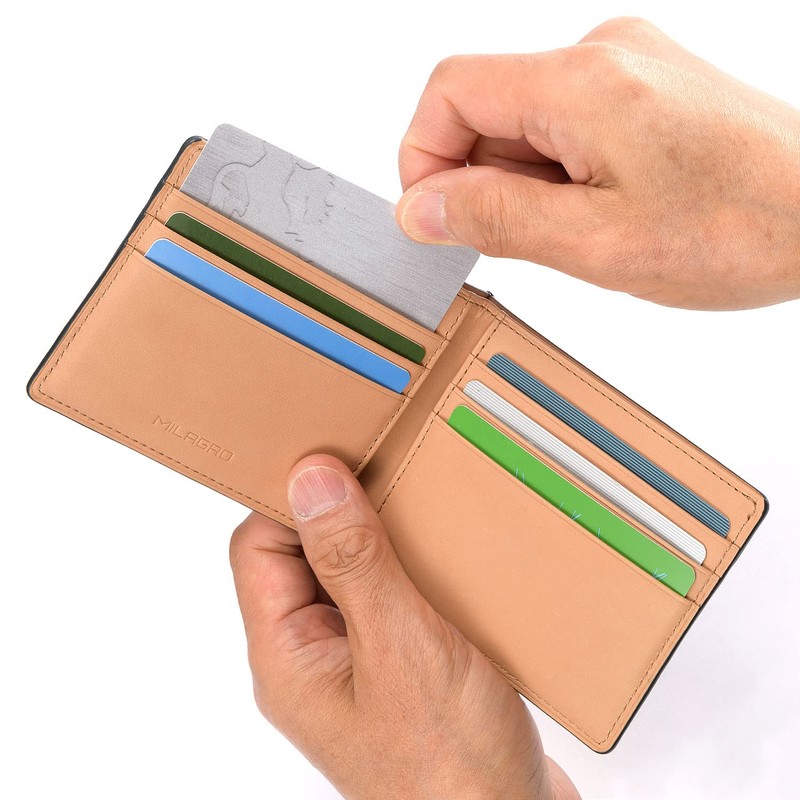 MILAGRO eami103 Amanda Oil Leather Slim Wallet, No Coin Purse