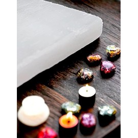 Square Selenite Charging Plate Disc Healing Crystal Slice Therapeutic White Selenite Disk Cleansing Selenite Charge Your Towers & Larger Statement Pieces Meditation Home Decoration Gift (Square, 14cm)