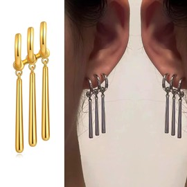 Anime Zoro Earrings Surgical Straw Hat Luffy Anime Jewellery Men and Women Fashion Vertical Stripes Earring Clip Set with Character Sticker 12 Pieces (Just One Ear Piercing), Alloys, No Gemstone