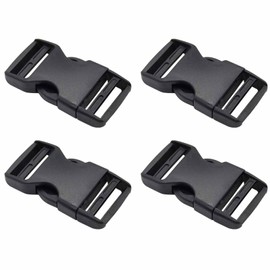 Plastic Side Release Buckle Clip for Luggage, Rucksack/Back Pack, Webbing Strap (25mm - 4 pack, Black)