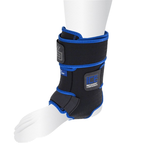 Shock Doctor 752-01-10 ICE Recovery Compression Ankle Wrap Black Adult-S/M