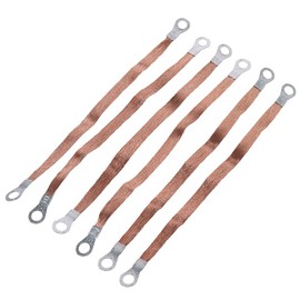 6 Flat Copper Braided Connecting Wires 9.8ft Round Hole Ground Strap for High Voltage Equipment, Leads and Security Shields