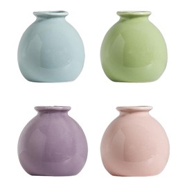 4 Pcs Colorful Ceramic Flower Vases, Minimalist Planters, Ceramic Bud Vases, Table Centerpiece Decorations for Classroom, Office, Living Room, Garden