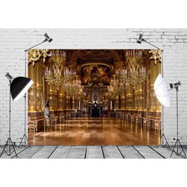 Loccor Fabric 5x4ft Luxurious Palace Backdrop for Photography Palais Garnier Chandelier Opera House Paris France Background Birthday Party Decor Wedding Anniversary Portrait Photoshoot Studio Props