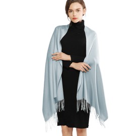 RIIQIICHY Pashmina Shawl for Women Weddings Wraps for Evening Dresses Grey Scarfs for Winter Warm Large Scarves