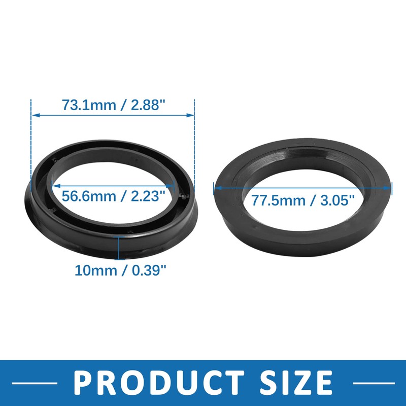 A ABSOPRO Hub Centric Rings 73.1 to 56.6mm Plastic Black