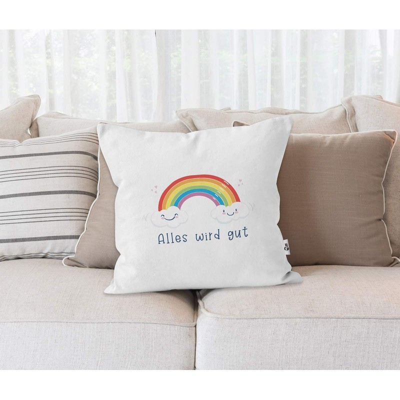 MoonWorks® Cushion Cover Rainbow Everything Will Be Good Courage Gift