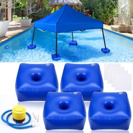 5 Pcs Water Float Kit for Canopy, Including 4 Pcs PVC Floats 18"x18"x10" and Hand Air Pump for Pool Lake Beach, Canopy Not Included(Blue)