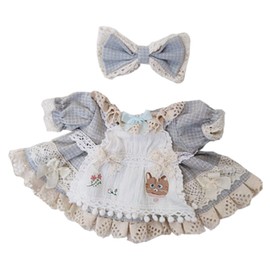 niannyyhouse 20cm Doll Clothes for Stuffed Animals, Plaid Skirt, Dress Up, Cotton Doll Clothes (gray-blue)