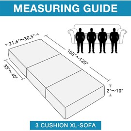 Flamingo P Large Couch Cushion Covers 3 Piece Set Sofa Seat Slipcovers for Deep Oversized Cushions with Elastic Bottom Furniture Protector for Pets & Kids, 3 Seat XL Cushion Cover, Biscotti Beige