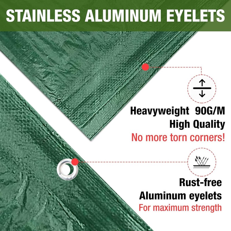 MYPURECORE Green Tarpaulin – Heavy Duty, Waterproof Cover Plastic Sheet