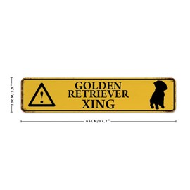 Autravelco Golden Retriever Xing Crossing 4x18 Inch Metal Signs Outdoor Retro Lounge Gate Indoor Wall Décor Metal Plaque Dog Owner Gift Dog House Tin Signs for Backyard