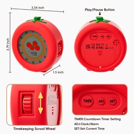Visual Timer for Kids with Protective Case, Tomato Theme 299 Minute Pomodoro Timer for Classroom Office Kitchen, ADHD Tools for Kids Management Tool