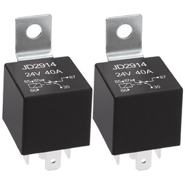 Weasch 2 Pack JD2914 Car Relay, 24V 40A, 5 Pin SPDT, Automotive Switches and Starters, Waterproof Relay for Boat Tractor Truck Motorcycle (Iron Backrest, 2)