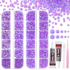 Light Purple AB Rhinestones Kit, Flatback Resin Gems for Bedazzling Crafts