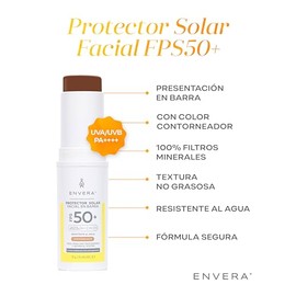ENVERA | Protector Solar Facial y Corporal en Barra 3 en 1: FPS 50+ UVA/UVB, PA++++ | 15gr | Humectante, Antioxidantes | Bloqueador Solar en Barra Hip