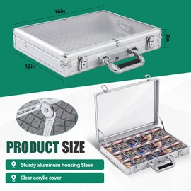 Memorywuu 16"x12" Trade Show Display Case Table Top Portable Aluminum Sports Card Display Case Frame with Clear Acrylic Showcase with Locks for Jewelry Craft Collector Shows(Silver)