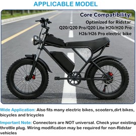 Full Twist Throttle for Ridstar Q20, 3-Pin Ebike Twist Throttle Grip for Ridstar Q20/Q20Lite/Q20Pro/H20/H26Pro/H20 Waterproof with 2 Keys for Electric Bicycle