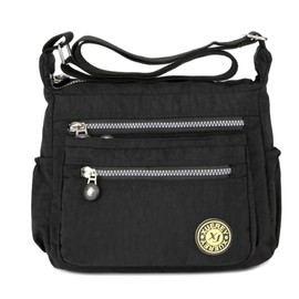 Women's Casual Multi Pocket Nylon Messenger Bags Cross Body Shoulder Bag Travel Purse (Black)(Size: 11(L)*9(W)*5.5(H)inch)