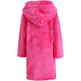 BTPEIHTD Kids Hooded Bathrobe Girls Soft Plush Hooded Flannel Pajamas Sleepwear Boys Spa Robe Rose 5-6 Years