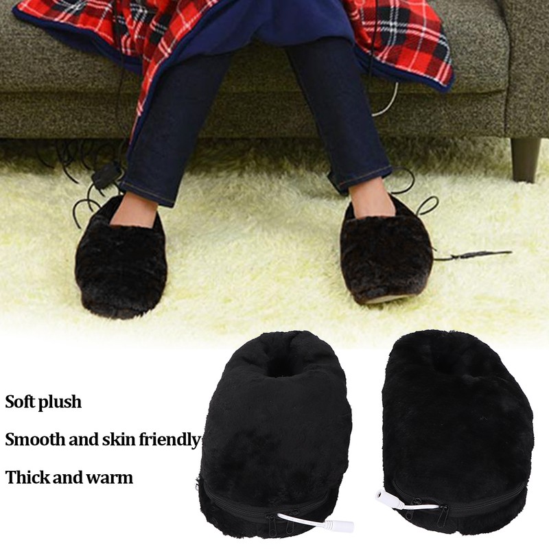 USB Heating Shoes Men Women Washable Outdoor Soft Plush Electric