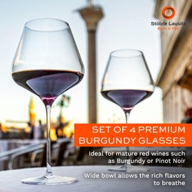 Stölzle Lausitz Burgundy Red Wine Glasses 6 Set (QUATROPHIL). Dishwasher Safe Crystal Red Wine Glasses Set of 6 (25oz). Durable Crystal Wine Glasses Set of 6 - Genuine Stölzle Wine Glass Set