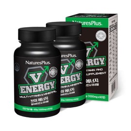 Natures Plus 브이 에너지 멀티비타민 미네랄 60정 2병 V Energy Multivitamin Mineral 60 Tablets 2 Bottles