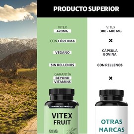 Beyond Vitamins | Vitex Fruit 420mg | Vegano | 1 cápsula al día, 2 meses de consumo