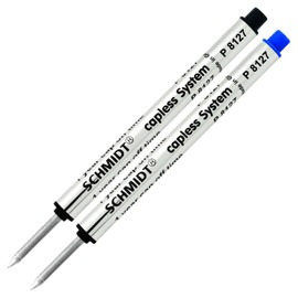 Schmidt P8127 Black, Blue Capless Rollerball Refill, Medium Tip 0.7mm - Pack of 2