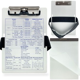Pilot Kneeboard Aviation Metal Clipboard, Aluminum Clip Board w/Writing Notepad, Practical Pen Holder, Airplane Grade Flight Knee Boards with Durable Elastic Strap for Pilots Gifts (Silver)