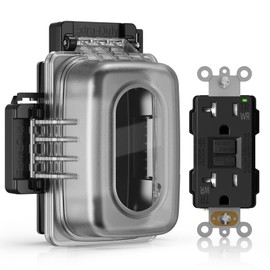 ELEGRP Outdoor GFCI Outlet with Extra-Duty in Use Cover, 20 Amp TRWR Self-Test GFI Receptacle, 1 Gang Weather Resistant in-Use Cover, Lockable, Horizontal/Vertical Mount, UL Listed, 1 Pack, Black