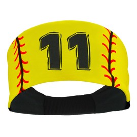 MadSportsStuff Player ID Softball Stitch Headband (Yellow, #11)