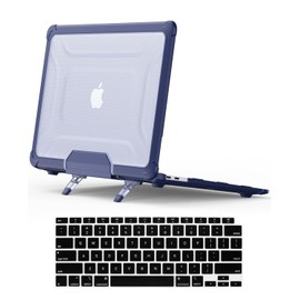DTangLsm for MacBook Pro 13 inch Case 2024 2023-2016 M2 M1 A2338 A2289 A2251 A2159 A1989 A1706 Heavy Duty Plastic Hard Shell Rugged Protective Case with TPU Bumper Fold Kickstand+Keyboard Skin, Blue
