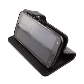 caseroxx Book-Style Case for PEAQ PSP 400, Faux Leather Case with Card Slot and TPU Holder, Foldable, Black