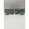 Handblown Confetti Stemless Wine Glass with Colorful Swirl Design (Set